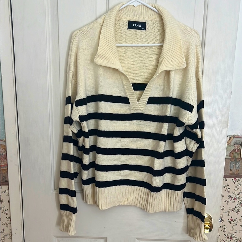 Striped polo sweater